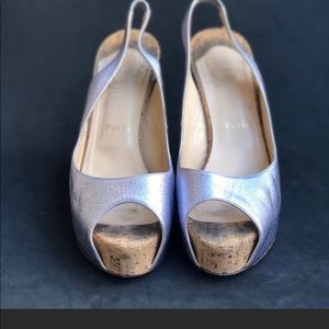 CHRISTIAN LOUBOUTIN cork platform peep toe heels